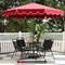 Costway 10 FT Patio Umbrella with Crank Tilt Adjustment Ruffles Vented Top 8 Ribs Beige/Brown/Gray/Blue/Red
